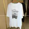 Nueva camiseta blanca de manga corta de verano para mujer, corte holgado, longitud media-larga, fina, algodón puro, estampado casual, camiseta moderna estilo coreano