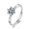 Anel de moissanite de simulação ao vivo vermelho de mão rápida transfronteiriça net 1 quilate seis garras anel de casamento fábrica atacado
