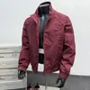 Jaqueta de retalhos desconstruída estilo americano com gola alta para homens, casaco aviador de outono com três proteções, corta-vento estiloso e de corte solto