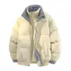 Jaqueta de Algodão Masculina Nova de Inverno Tendência Falsa Duas Peças Xadrez Espessada Quente Resistente ao Frio Jaqueta Puffer Casaco de Algodão Emendado para Casal
