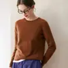 Suéter de cachemira de cuello redondo listo para usar de primera línea para mujer, estilo simple, nueva llegada de otoño, suéter de punto tipo pullover holgado para usar como capa base
