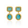 Brincos Dazan Estilo Cool Europeu e Americano Titânio Banho de Ouro Real 18K Aço Titânio High-End Brincos com Pingente de Zircônia Grande Azul Mar