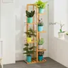 Estante de bambú para flores de pie, estante simple para flores para balcón, soporte especial para macetas para sala de estar, soporte para plantas suculentas de interior