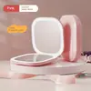 Espejo de Maquillaje Magnificador Led al por Mayor 3X 5X, Doble Cara con Luces, Iluminación de Tres Colores, Carga USB, Plegable Portátil de Mano Regalo