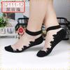 Calcetines anti-grietas para Mujer verano delgados fondo de algodón Seda Cristal ligeros transpirables absorción de humedad calcetines oscuros de tubo corto