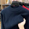Tejido directo de fábrica, suave, anti-pilling, no se decolora, suéter casual de moda de punto grueso de invierno de cuello alto medio para hombre
