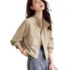 Chaqueta de Trabajo Fina de Color Sólido 2026 Primavera y Otoño Holgada Corta Casual Versátil Transpirable Camisa con Protección Solar