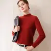 Suéter Sencillo de Cachemira para Mujer Estilo Commuting Capa Interior Sencilla Cálido Punto de Color Puro Holgado Cuello Medio Alto Suéter Base