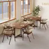 Mesas y Sillas de Madera Maciza y Ratán Estilo Wabi-Sabi para Uso Comercial en Tiendas de Té con Leche, Cafeterías, Restaurantes Occidentales, Pastelerías y Mesas para Plazas de Ocio
