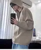 Suéter cáqui com meio zíper masculino outono e inverno estilo preguiçoso malha com capuz americana jaqueta Mellard folgada espessa