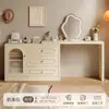 Penteadeira para quarto, mesa de cabeceira simples e moderna, mesa de maquiagem com armário de armazenamento, nova escrivaninha de maquiagem estilo creme 2024