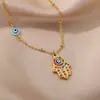 Collar de Ojo de Diablo de Moda Transfronterizo Europeo y Americano Colgante de Circonita de Moda Joyería de Palma de Fátima para el Cabello