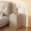 Mesa de Noche Estilo Crema Multifuncional Huella Dactilar Gabinete Pequeño Gabinete de Almacenamiento Pequeño y Simple Mesa de Noche Lujo Ligero y de Alta Gama