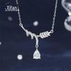 Colar de prata de lei s925 espiga de trigo gota d'água feminino corrente clavicular cravejada de diamantes design requintado nicho moderno elegante pequeno livro vermelho