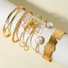 Moda Retro Transfronteriza Europea y Americana Pulseras en Capas Exageradas Geométricas Simples Patrón de Olas Flor Abierta Lisas