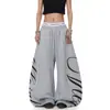 Pantalones de chándal BLACKLISTS estilo americano, resistentes, con estampado de letras de cuentas, dobladillo curvo, unisex, elegantes, holgados, de pierna ancha