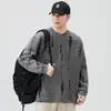 2025 Nuevo Otoño e Invierno Europeo y Americano Manga Raglán Cuello Redondo Estilo Retro Top Camiseta Camiseta Interior para Hombre Holgado Redondo