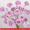 Rosas de Creme Simuladas de 3 Cabeças, Decoração de Fundo para Casamento, Arranjo de Flores para Guia de Estrada, Flores de Seda Estilo Europeu para Casamento, Flores Artificiais