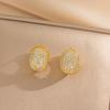 Pendientes Douyin de diamantes redondos del mismo estilo, con incrustaciones de circonitas micro de Corea del Sur, ligeros, de lujo, estilo retro, de doble cara, para llevar.