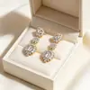 Pendientes de moda geométricos de bloque transfronterizos con borlas, estilo largo, incrustados de diamantes, pendientes de piedras preciosas de colores de diseñador para fiestas nocturnas y bodas de novia