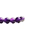 Pulsera de Amatista Natural Imitación al por Mayor para Mujer, Pulsera de una Sola Vuelta con Cuentas Redondas de Amatista Fuego Violeta Uruguaya para Hombre