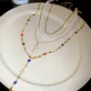 Collar de Perlas Redondas Incrustado con Diamantes Dopamine, Lujo Ligero, Moda de Alta Gama, Cadena para Clavícula Personalizada, Collar Versátil y Exquisito para Mujer