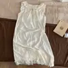 Chaleco de Verano sin Mangas con Almohadillas en el Pecho, Pijama para Casa, Chifón con Aberturas, Estilo Dulce, Color Sólido, Camisón de Longitud Media
