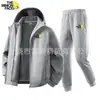 Conjunto de Forro Polar Casual con Capucha para Hombre Otoño e Invierno Nuevo de Moda Suelto Cómodo Chaqueta y Pantalones Conjunto de Dos Piezas