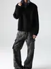 Moletom com Capuz e Gola Alta Patchwork Xadrez Falso de Peça Dupla Pesado para Homens, Jaqueta Casual Tendência Estilo Americano Cleanfit de Outono