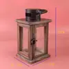 Portavelas con Aroma a Prueba de Viento Estilo Retro Decoración del Hogar Lámpara de Velas de Vidrio para Templo Pantalla para Velas Linterna de Viento de Madera Maciza Hierro Forjado para Exteriores