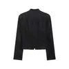 Bestseller transfronterizo de AliExpress primavera 2026 nuevo para mujer chaqueta recta de lino de color liso con cuello alto y manga larga 7022947