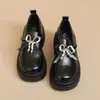 Mocasines Retro de Moda con Suela Gruesa para Aumentar la Altura, sin Cordones, Novedad Verano 2026, Versátiles para el Trabajo, Punta Redonda, Zapatos de Piel para Mujer
