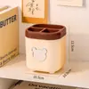 Porta-Canetas de Desenho Animado Prateleira Organizadora Multifuncional para Estação de Trabalho de Escritório Caixa de Armazenamento de Material Escolar de Grande Capacidade para Mesa de Estudante