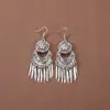 Novos Brincos de Tendência Nacional Estilo Chinês Estilo Antigo para Mulheres, Brincos Longos com Franja de Prata Xizang Estilo Palácio Retro, Joias para Orelha Estilo Étnico