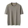 20226 Estilo Nuevo de Primavera Hilo Fino de 60 Count Ultra Fino 100% Lana Camiseta de Cuello Redondo para Hombre Camiseta de Manga Corta Tejida de Capa Base