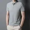 Verano Hielo Seda Urbana Negocios Cuello Solapa POLO Hombre Color Sólido Camiseta Sencilla Ropa de Papá Camisa de Aire Acondicionado LOGOTIPO