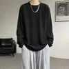 Blusa lisa e moderna estilo ins Hong Kong para jovens, outono e inverno, moletom casual, camiseta casual de manga comprida espessa para homens