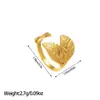 Anillo Transfronterizo de Nuevo Producto Chapado en Oro de 18 Quilates Diseño Geométrico Calado de Hoja Acero Inoxidable Joyería de Acero de Titanio Diseño Calado