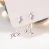 Pendientes de Estrella de Cuatro Puntas Colgantes Traseros de Nuevo Estilo para Mujer, Pendientes de Lujo Ligero de Alta Gama, Pendientes de Diseño Moderno
