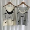 Chaleco falso de dos piezas en contraste con lazo para mujer, Verano 2024, Spice Girl, Nicho, Top de punto con agujeros rizados