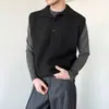 Atmosfera de Outono e Inverno Colete de Tricô Preguiçoso com Lapela para Homens e Mulheres Caimento Limpo Versátil Cor Sólida Top Sem Mangas