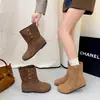 Botas finas de punta redonda estilo retro para mujer, nuevas botas western versátiles de gamuza otoño 2026, botas cortas Birkenstock adelgazantes