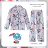 Pijamas para niños, Ropa de casa fina de manga larga para primavera y otoño para niños y niñas, de dibujos animados, talla mediana y grande