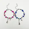 Pulseira Cruzada Europeia e Americana para Casal Melhores Amigos Dados Preto e Branco Hip-hop Feita à Mão Violão Microfone Estrela de Cinco Pontas Pulseira