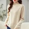 Suéter 100% cachemira pura para mujer, cuello semi-alto, engrosado, nuevo estilo otoño e invierno, estilo casual, capa interior de punto de manga larga