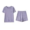 Conjunto de verano ligero para mujer de los 80, Lenzing Modal, ropa de casa, cuello redondo, holgado, manga corta, shorts, antibacteriano