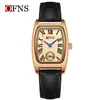 Ofns Comercio Exterior Wholesale Reloj de Mujer Forma de Barril Dos Manecillas Medio Cuarzo Resistente al Agua Números Romanos Reloj de Mujer Retro