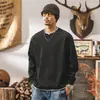 Camiseta de Manga Larga Pesada Estilo Retro Americano 260g para Hombre Holgada Otoño Nuevo Estilo Marca de Moda Patchwork Falso Dos Piezas Top para Hombre T