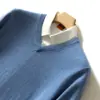Novedad Otoño e Invierno Tejidos de Cachemira para Hombre Color Sólido Cuello en V Tejido Fino Estilo Coreano Holgado Aspecto Adelgazante Tejido