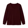 Bestseller Transfronteiriço Europeu e Americano Roupas Femininas Amazon Bolso Patch Cor Sólida Gola V Manga Longa Top Solto Casual Tricô Camiseta